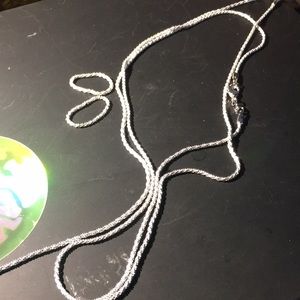 Silver rope 2 necklaces and 2 rings